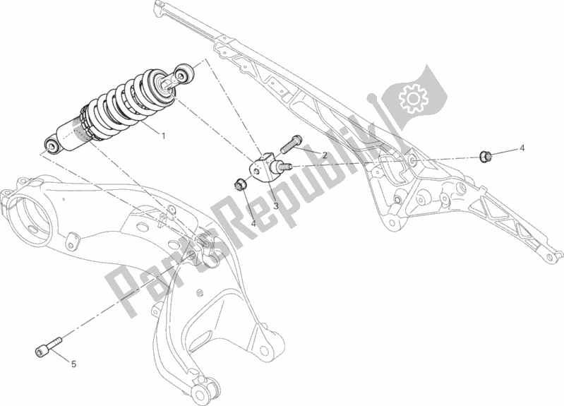 All parts for the Rear Shock Absorber of the Ducati Monster 1100 EVO Anniversary USA 2013